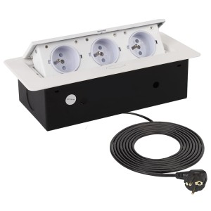 Gniazdo wpuszczane KBOX 3x230 UTE Biały przewód 1,5m