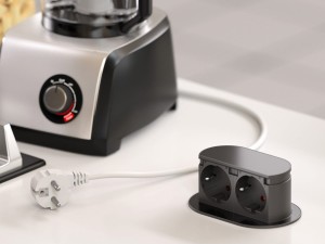 HPF Piccolino 2 gniazda Schucko czarny mat