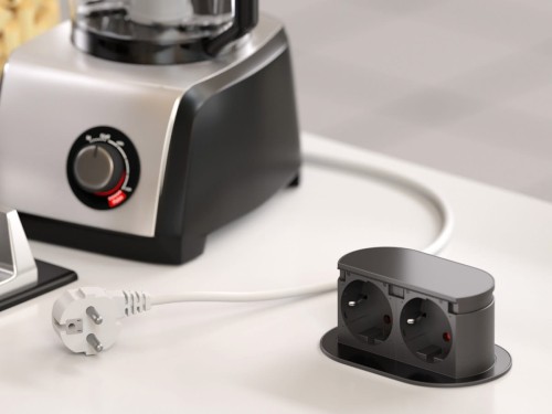 HPF Piccolino 2 gniazda Schucko czarny mat