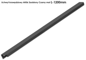 Uchwyt krawędziowy AK06 Zaoblony Czarny mat L-1200