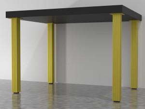 Noga Ryflowana kwadrat FE 60x60 Złoty Szczotkowany L-710mm