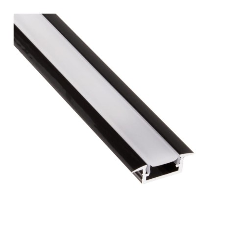Profil LED DL INLINE MINI XL wpuszczany CZARNY + osłonka mleczna 2m