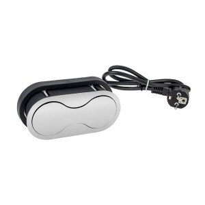 Gniazdo EIGHTBOX z obrotową przesłoną 2x230V INOX