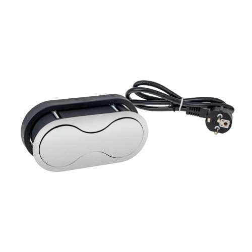 Gniazdo EIGHTBOX z obrotową przesłoną 2x230V INOX