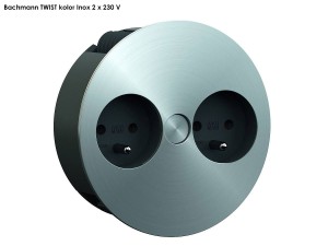 BACHMANN TWIST gniazdo zasilające 2x230V kolor INOX