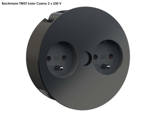 BACHMANN TWIST gniazdo zasilające 2x230V kolor CZARNY