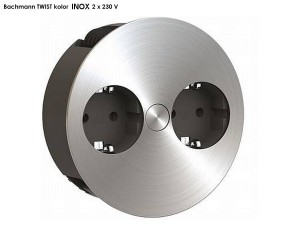 BACHMANN TWIST gniazdo zasilające 2x230V Schuko kolor INOX
