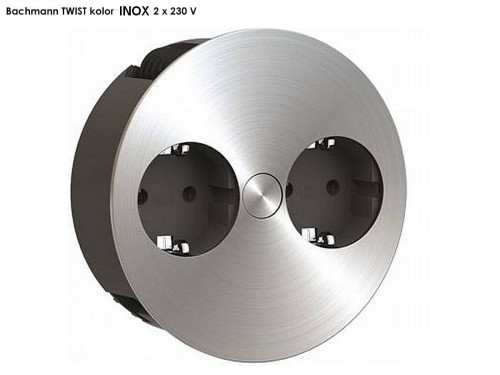 BACHMANN TWIST gniazdo zasilające 2x230V Schuko kolor INOX