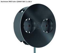 BACHMANN TWIST gniazdo zasilające 2x230V Schuko CZARNY MAT