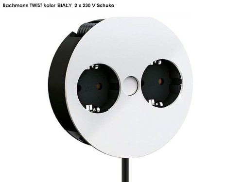 BACHMANN TWIST gniazdo zasilające 2x230V Schuko BIAŁY MAT