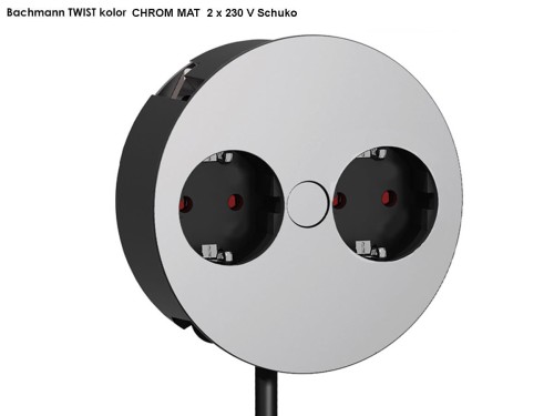 BACHMANN TWIST gniazdo zasilające 2x230V Schuko CHROM MAT