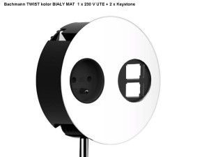 BACHMANN TWIST gniazdo zasilające 1x230V + 2xKeystone BIAŁY