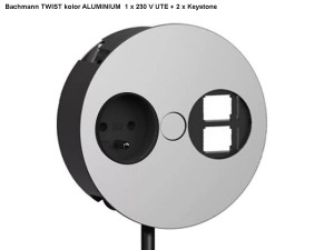 BACHMANN TWIST gniazdo zasilające 1x230V + 2xKeystone ALU