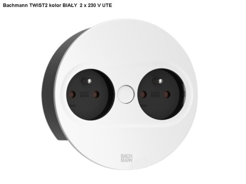 BACHMANN TWIST 2 ROUND PUSH gniazdo zasilające 2x230V BIAŁY