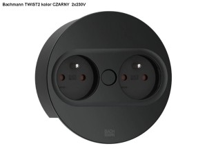 BACHMANN TWIST 2 ROUND PUSH gniazdo zasilające 2x230V CZARNY