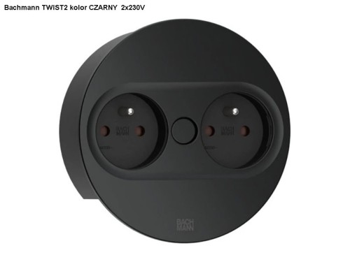 BACHMANN TWIST 2 ROUND PUSH gniazdo zasilające 2x230V CZARNY