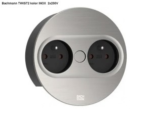 BACHMANN TWIST 2 ROUND PUSH gniazdo zasilające 2x230V INOX