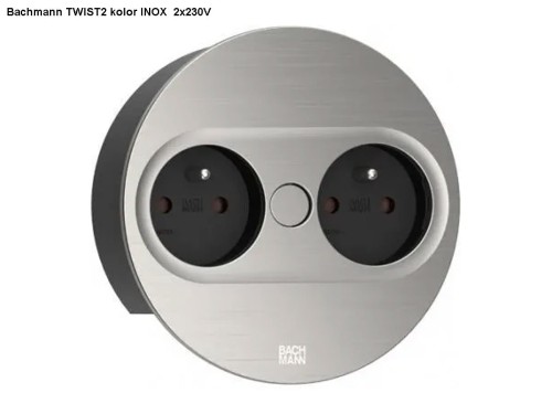 BACHMANN TWIST 2 ROUND PUSH gniazdo zasilające 2x230V INOX