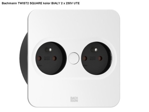 BACHMANN TWIST 2 SQUARE PUSH gniazdo zasilające 2x230V BIAŁY