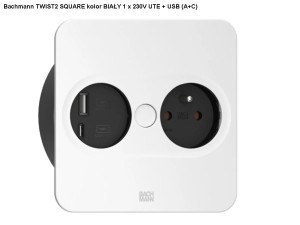 BACHMANN TWIST 2 SQUARE PUSH gniazdo zasilające 1x230V + USB A/C BIAŁY 