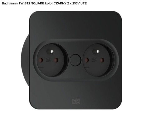 BACHMANN TWIST 2 SQUARE PUSH gniazdo zasilające 2x230V CZARNY