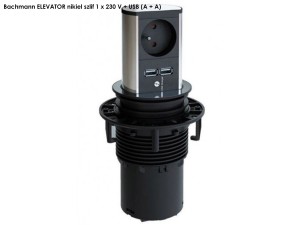 BACHMANN ELEVATOR gniazdo zasilające 1x230V + USB A/A NIKIEL SZLIF