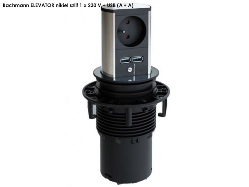 BACHMANN ELEVATOR gniazdo zasilające 1x230V + USB A/A NIKIEL SZLIF