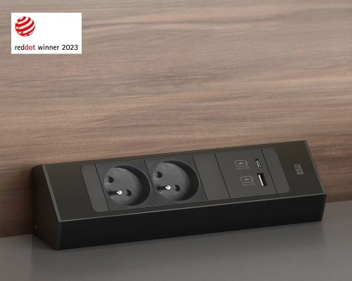 Bachmann CASIA 2 SHORT listwa zasilająca naścienno-narożna 2x230V+USB A/C