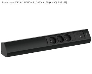BACHMANN CASIA 2 LONG listwa zasilająca naścienno-narożna 3x230V +USB A/C