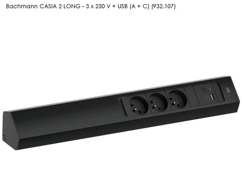 BACHMANN CASIA 2 LONG listwa zasilająca naścienno-narożna 3x230V +USB A/C