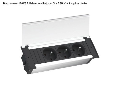 BACHMANN KAPSA listwa zasilająca 3x230V + klapka BIAŁA