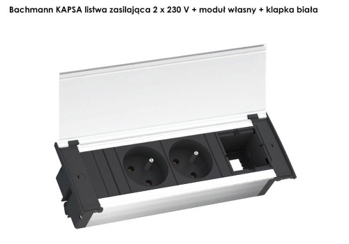 BACHMANN KAPSA listwa zasilająca 2x230V+moduł własny + klapka BIAŁA