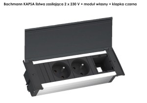 BACHMANN KAPSA listwa zasilająca 2x230V+moduł własny + klapka CZARNA