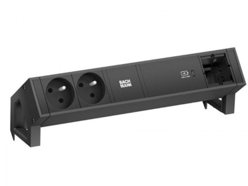 BACHMANN DESK 2 listwa zasilająca 2x230V + USB C60W +1x moduł własny CZARNY