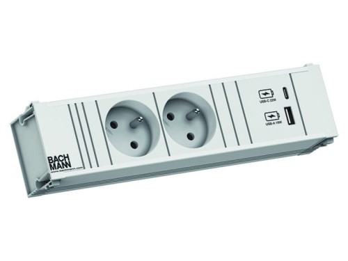 BACHMANN CONI listwa zasilająca 2x230V + USB A/C PURE WHITE