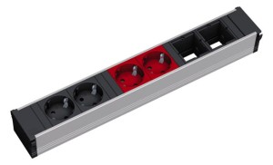 BACHMANN CONI listwa zasilająca 2x230V Schuko + 2x230V Schuko RED + 2 wolne