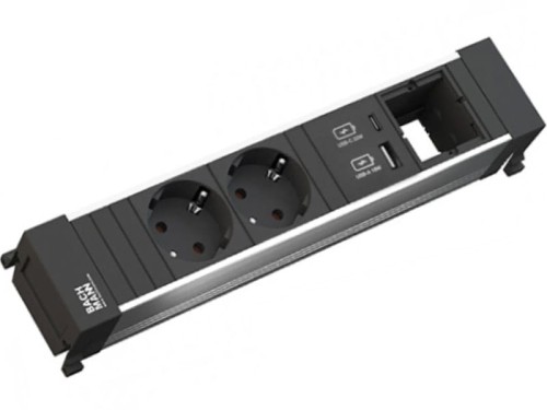 BACHMANN POWER FRAME listwa zasilająca 4-mod: 2x230V Schuko +USB(A+C)+1x moduł własny