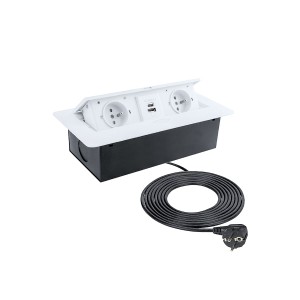 Gniazdo wpuszczane KBOX 2x230 +USB A/C Białe