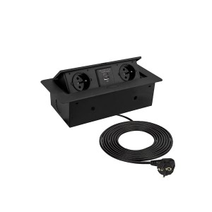 Gniazdo wpuszczane KBOX 2x230 +USB A/C Czarne