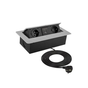 Gniazdo wpuszczane KBOX 2x230 +USB A/C Alu