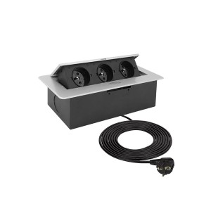 Gniazdo wpuszczane KBOX 3x230 UTE Alu przewód 1,5m