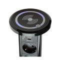 Gniazdo LIFT BOX AUTO 3x230V Schuko + USB A/C z ładowarką indukcyjną i włącznikiem