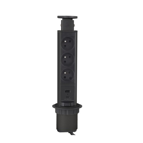 DL- Gniazdo LIFT BOX 3x230V UTE + USB A/C Czarny