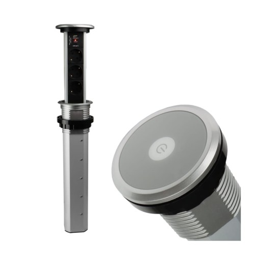 DL- Gniazdo LIFT BOX AUTO 3x230V Schuko+USB A+C ALU