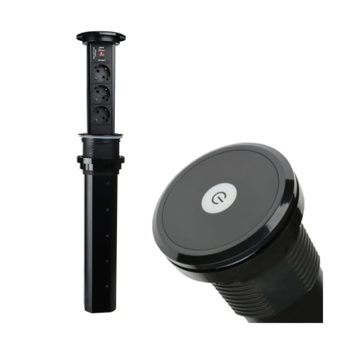 DL- Gniazdo LIFT BOX AUTO 3x230V Schuko+USB A+C CZARNY