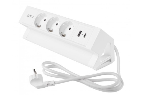 GTV-Gniazdo BASCO białe 3x230V schuko + USB A+C