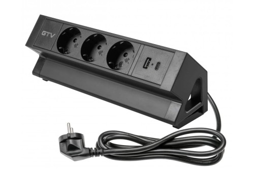 GTV-Gniazdo BASCO czarne 3x230V schuko + USB A+C