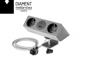 GTV-Gniazdo SOFITO szary flok 2x230V schuko + USB A/C 