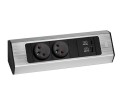 Bachmann CASIA2 SHORT listwa zasilająca naścienno-narożna 2x230V+USB(A+C) INOX