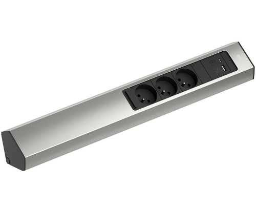 BACHMANN CASIA 2 LONG listwa zasilająca naścienno-narożna 3x230V +USB(A+C) INOX